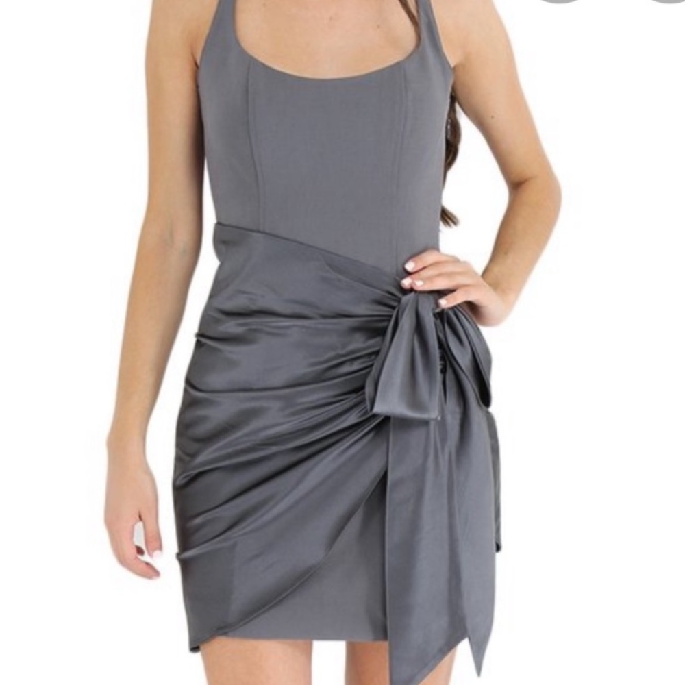 New Mini Cinq a Sept Gray Sleeveless Mini Dress Silk  Size 2